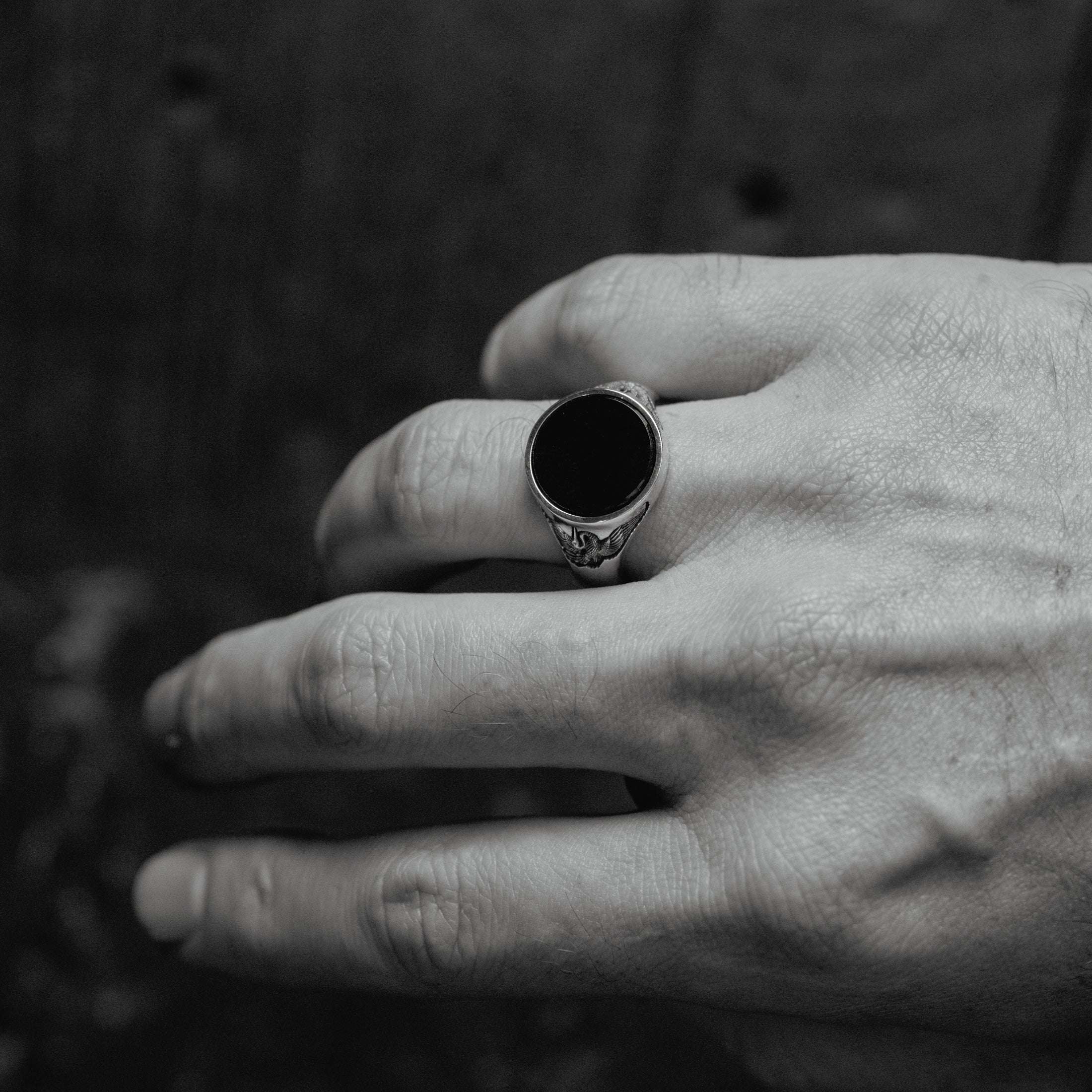 The Crane Onyx | Sterling Silver Signet | Howlet