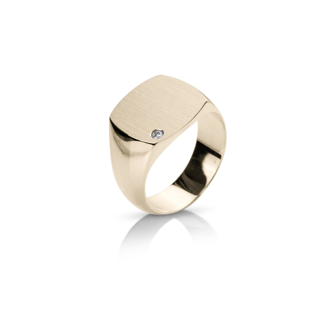 THE CUSHION SIGNET GOLD w/ Diamond All Rings